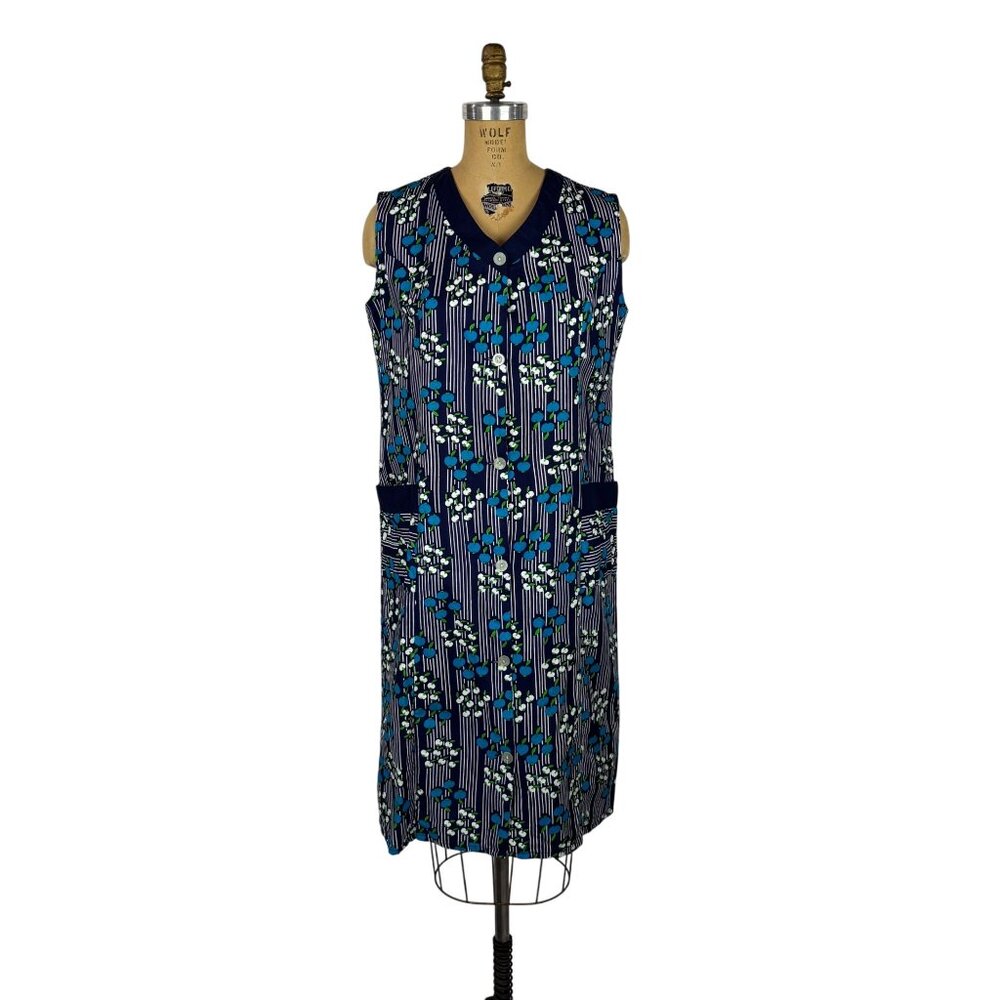 Vintage 50s Day Dress Womens L Blueberries Fruit Novelty Print Cotton Shift Hip